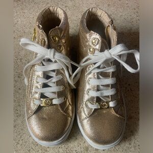 Michael Kors Girls High Top Shoes Sneakers Glitter Rose Gold Size 2